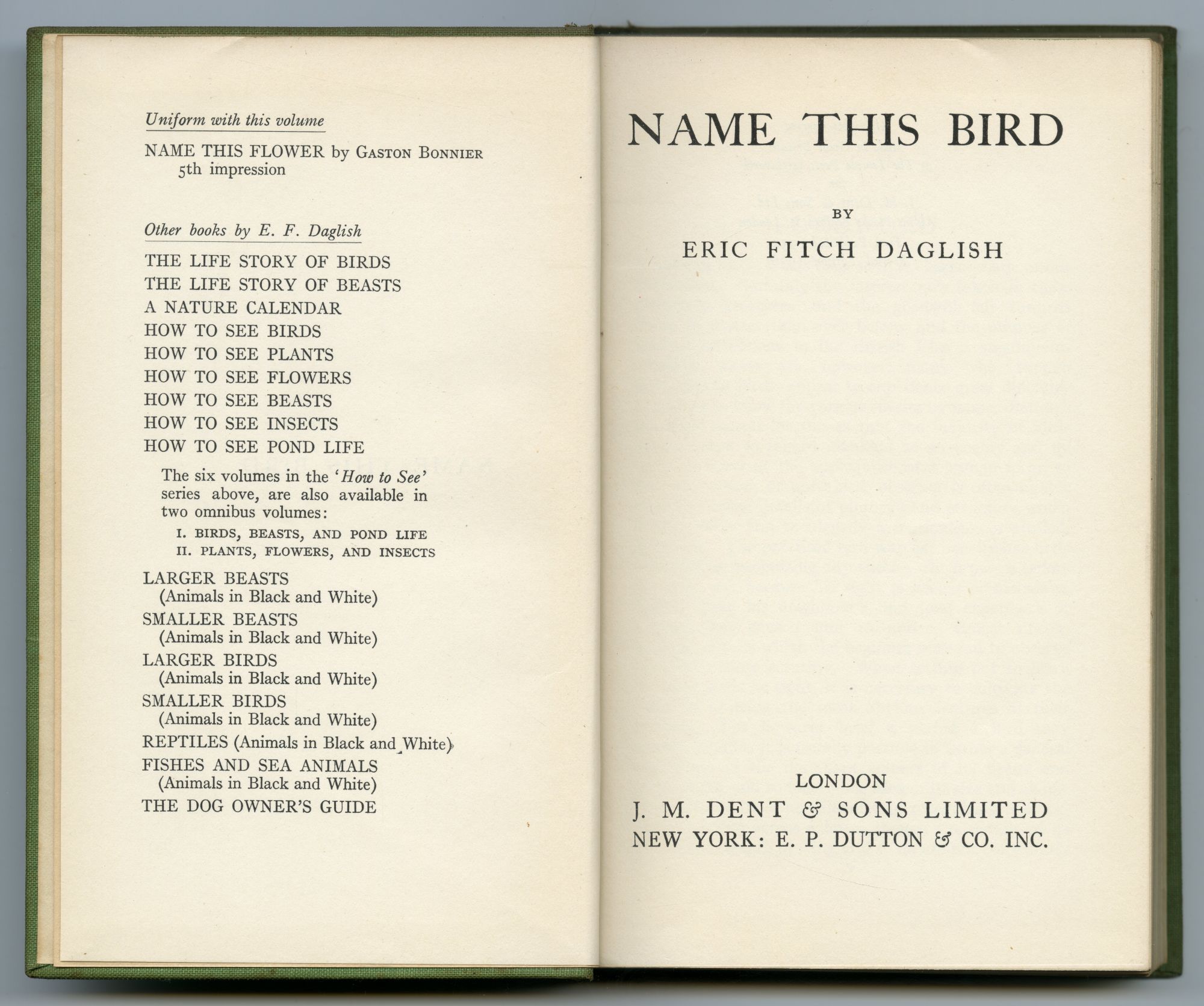 『NAME THIS BIRD』（1934年、DENT）扉